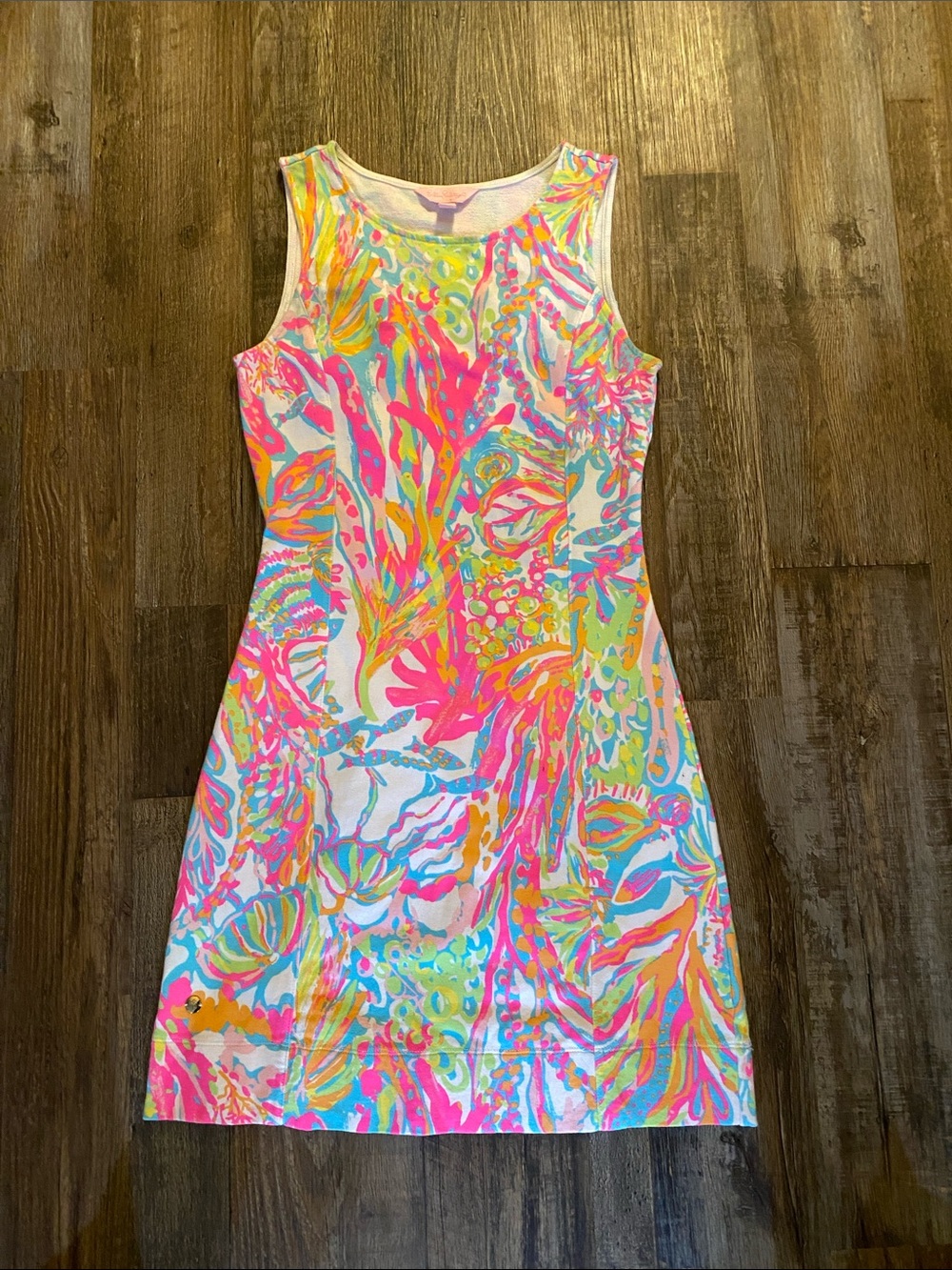 Lilly Pulitzer shift dress Scuba to Cuba coral design XS